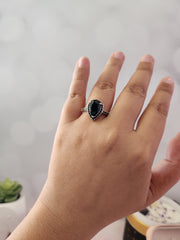 Celestine Black Heart Sterling Silver Ring