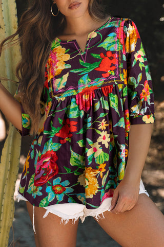 Plum Floral Blouse