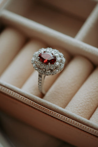 Eloise Garnet Oval Sterling Silver Engagement Ring