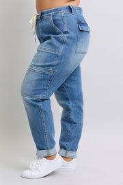 Clayton High Rise Cuffed Cargo Denim Jogger