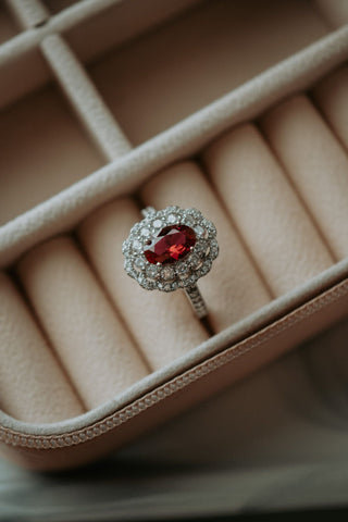 Eloise Garnet Oval Sterling Silver Engagement Ring