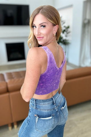 When and Where Reversible Ribbed Cropped Tank in Purple