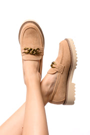 Literally Loafers in Camel Faux Suede