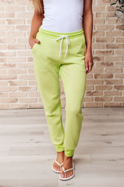 Tommy Two Tone Waffle Joggers Lime