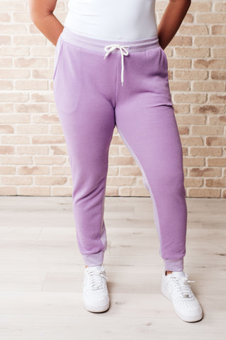 Tommy Two Tone Waffle Joggers Purple