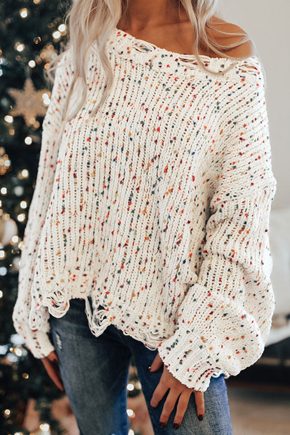 Confetti Distressed Sweater