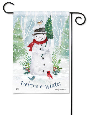 Forest Snowman Garden Flag